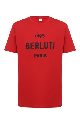 Мужская хлопковая футболка BERLUTI красного цвета по цене 49650 руб., арт. R18JRS50-002 | Фото 1 Мужская хлопковая футболка BERLUTI красного цвета, арт. R18JRS50-002 | Фото 1