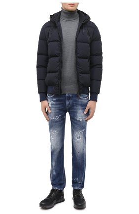 Мужской пуховый бомбер PREMIUM MOOD DENIM SUPERIOR темно-синего цвета по цене 39950 руб., арт. F21 356706/TURCAS | Фото 2 Мужской пуховый бомбер PREMIUM MOOD DENIM SUPERIOR темно-синего цвета, арт. F21 356706/TURCAS | Фото 2