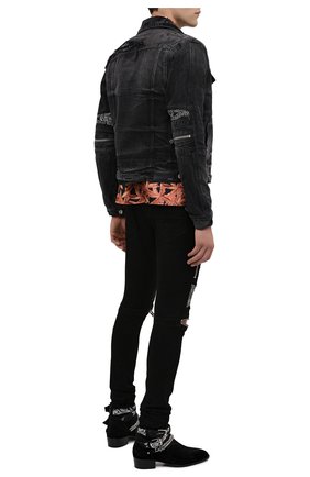 Мужская джинсовая куртка AMIRI черного цвета по цене 178500 руб., арт. F0M04178RD | Фото 2 Мужская джинсовая куртка AMIRI черного цвета, арт. F0M04178RD | Фото 2 (Длина (верхняя одежда): Короткие; Рукава: Длинные; Материал внешний: Хлопок, Деним; Материал подклада: Хлопок; Мужское Кросс-КТ: Верхняя одежда; Кросс-КТ: Куртка, Деним; Стили: Гранж)