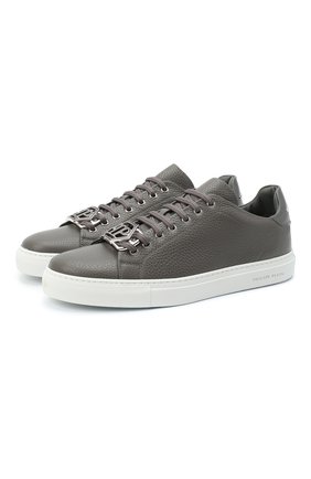 Мужские кожаные кеды hexagon PHILIPP PLEIN темно-серого цвета по цене 46980 руб., арт. F20S MSC2821 PLE006N | Фото 1 Мужские кожаные кеды hexagon PHILIPP PLEIN темно-серого цвета, арт. F20S MSC2821 PLE006N | Фото 1