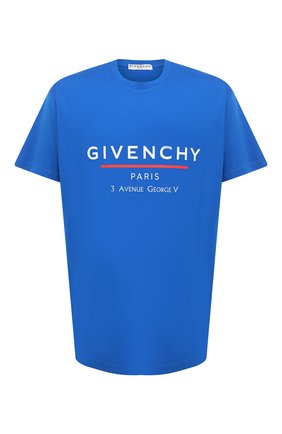 Мужская хлопковая футболка GIVENCHY синего цвета по цене 37050 руб., арт. BM70U23002 | Фото 1 Мужская хлопковая футболка GIVENCHY синего цвета, арт. BM70U23002 | Фото 1