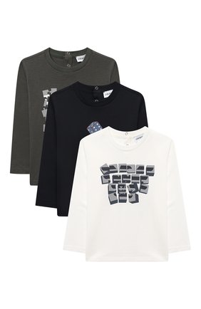 Детский комплект из трех лонгсливов EMPORIO ARMANI зеленого цвета по цене 15250 руб., арт. 6HHD21/4J09Z | Фото 1 Детский комплект из трех лонгсливов EMPORIO ARMANI зеленого цвета, арт. 6HHD21/4J09Z | Фото 1 (Материал внешний: Хлопок; Рукава: Длинные; Региональные ограничения белый список (Axapta Mercury): RU; Ростовка одежда: 9 мес | 74 см, 12 мес | 80 см, 24 мес | 92 см, 36 мес | 98 см, 3 мес | 62 см, 6 мес | 68 см)