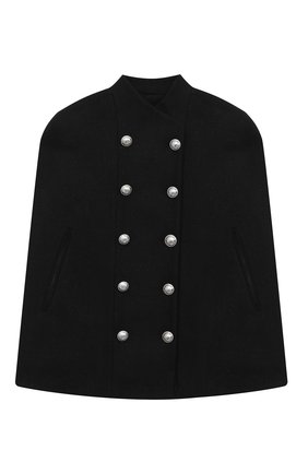 Детское шерстяное пончо BALMAIN черного цвета по цене 62950 руб., арт. 6N2090/ND870/4-10 | Фото 1 Детское шерстяное пончо BALMAIN черного цвета, арт. 6N2090/ND870/4-10 | Фото 1