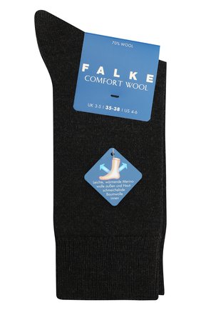Детские носки FALKE темно-серого цвета, арт. 10488. | Фото 1 (Материал: Шерсть, Текстиль; Кросс-КТ: Носки)