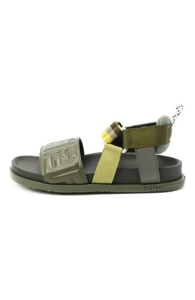 Детские кожаные сандалии FENDI хаки цвета по цене 31700 руб., арт. JMR340/AD71/27-31 | Фото 2 Детские кожаные сандалии FENDI хаки цвета, арт. JMR340/AD71/27-31 | Фото 2