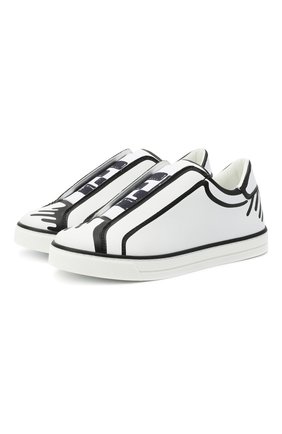 Детские кожаные кеды FENDI белого цвета по цене 39700 руб., арт. JMR348/AC7T/27-31 | Фото 1 Детские кожаные кеды FENDI белого цвета, арт. JMR348/AC7T/27-31 | Фото 1