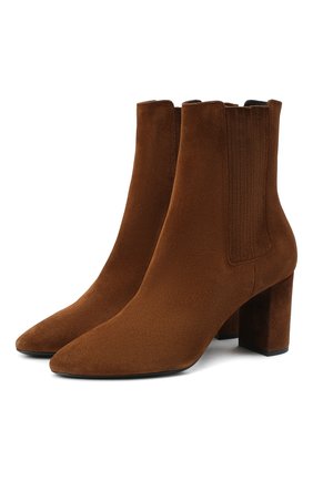 Женские замшевые ботильоны lou SAINT LAURENT коричневого цвета по цене 69400 руб., арт. 632419/1NX00 | Фото 1 Женские замшевые ботильоны lou SAINT LAURENT коричневого цвета, арт. 632419/1NX00 | Фото 1 (Материал внутренний: Натуральная кожа; Подошва: Плоская; Каблук тип: Устойчивый; Каблук высота: Высокий; Материал внешний: Замша)