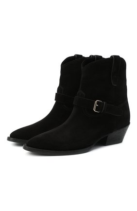 Женские замшевые ботинки west SAINT LAURENT черного цвета по цене 78950 руб., арт. 630685/1NZ00 | Фото 1 Женские замшевые ботинки west SAINT LAURENT черного цвета, арт. 630685/1NZ00 | Фото 1