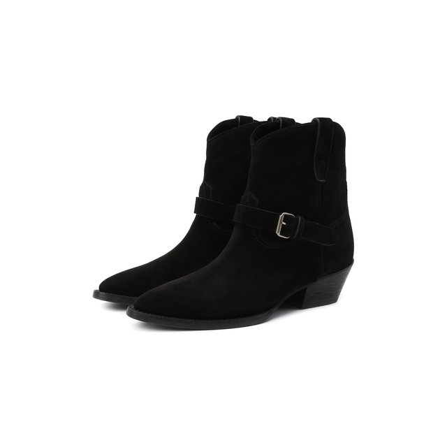 Замшевые ботинки West Saint Laurent черного цвета
