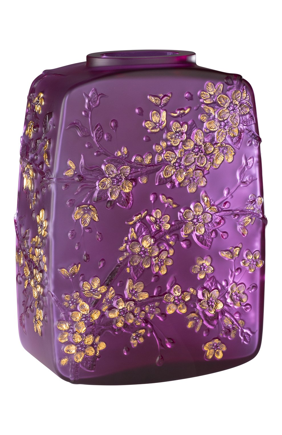Ваза fleurs de cerisier LALIQUE фиолетового цвета, арт. 10722200 | Фото 1 (Интерьер_коллекция: Fleurs De Cerisier; Ограничения доставки: fragile-2)
