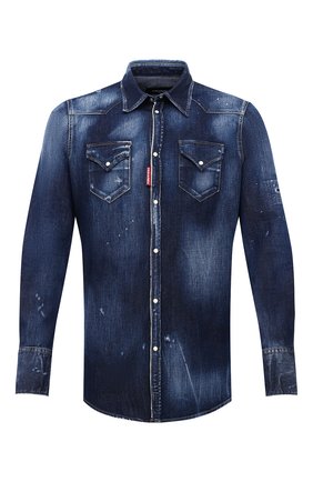 Мужская джинсовая рубашка DSQUARED2 синего цвета по цене 45050 руб., арт. S74DM0453/S30341 | Фото 1 Мужская джинсовая рубашка DSQUARED2 синего цвета, арт. S74DM0453/S30341 | Фото 1