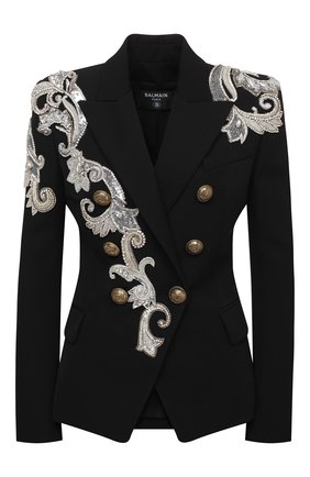 Женский шерстяной жакет BALMAIN черного цвета по цене 292000 руб., арт. UF17110/P050 | Фото 1 Женский шерстяной жакет BALMAIN черного цвета, арт. UF17110/P050 | Фото 1