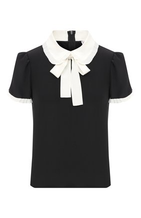 Женская шелковая блузка REDVALENTINO черно-белого цвета по цене 34200 руб., арт. UR0AAA65/48P | Фото 1 Женская шелковая блузка REDVALENTINO черно-белого цвета, арт. UR0AAA65/48P | Фото 1