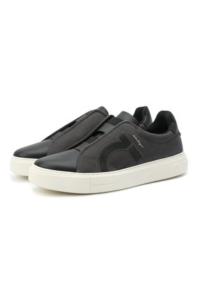 Мужские кожаные кеды SALVATORE FERRAGAMO темно-серого цвета по цене 42140 руб., арт. Z-07354293E | Фото 1 Мужские кожаные кеды SALVATORE FERRAGAMO темно-серого цвета, арт. Z-07354293E | Фото 1