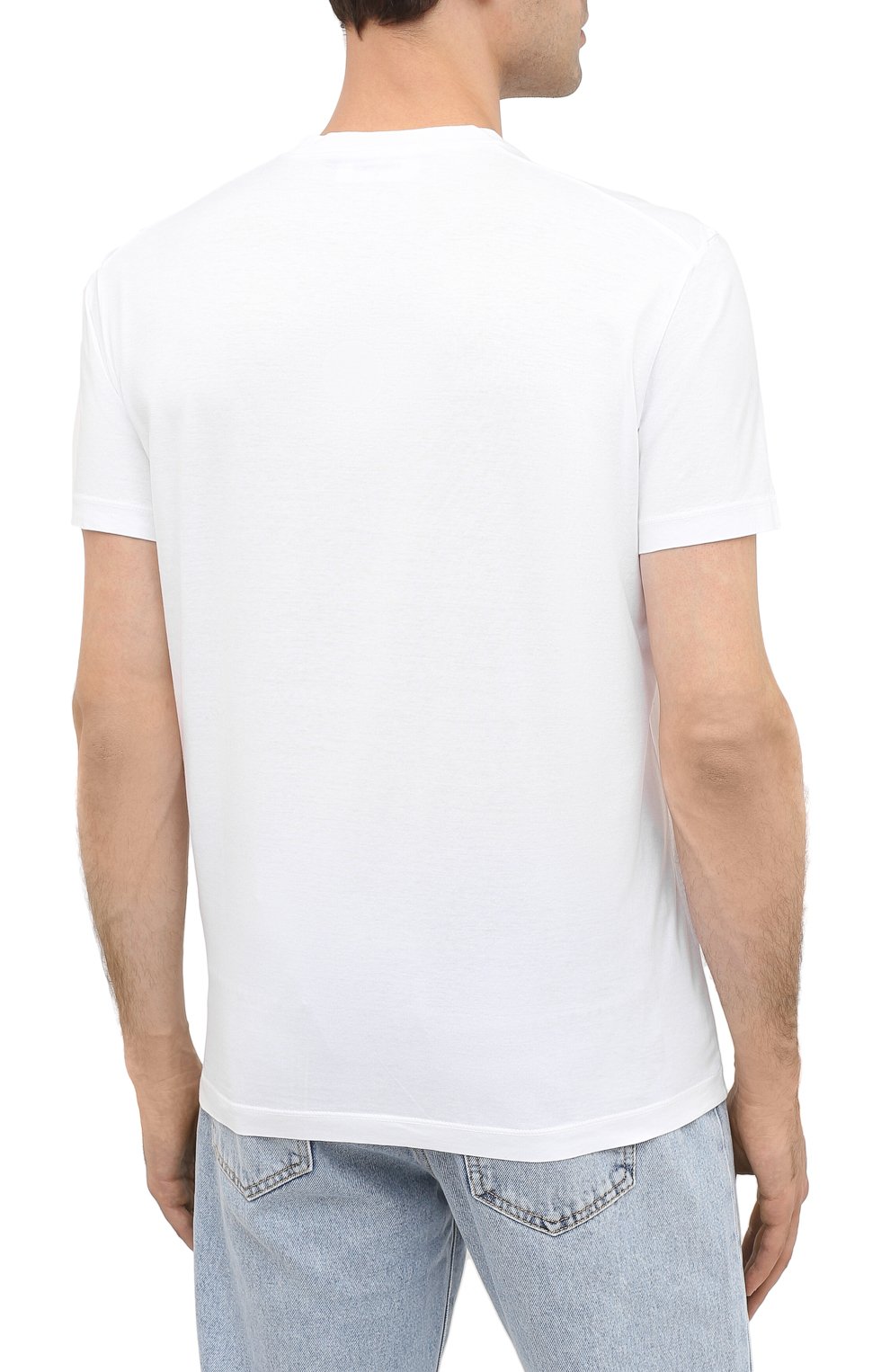 Мужская хлопковая футболка DSQUARED2 белого цвета, арт. S71GD0981/S22427 | Фото 4 (Рукава: Короткие; Длина (для топов): Стандартные; Стили: Гранж; Принт: С принтом; Мужское Кросс-КТ: Футболка-одежда; Материал внешний: Хлопок; Размерность: Маломерит)