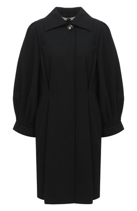 Женское пальто GIORGIO ARMANI черного цвета, арт. 0WH0L053/T01V0 | Фото 1 (Материал внешний: Шерсть, Синтетический материал; Рукава: Длинные; Стили: Классический; 1-2-бортные: Однобортные; Длина (верхняя одежда): До колена; Региональные ограничения белый список (Axapta Mercury): RU)