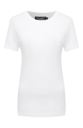 Женская хлопковая футболка DOLCE & GABBANA белого цвета по цене 32800 руб., арт. F8M68T/G7XQS | Фото 1 Женская хлопковая футболка DOLCE & GABBANA белого цвета, арт. F8M68T/G7XQS | Фото 1