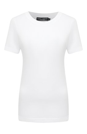 Женская хлопковая футболка DOLCE & GABBANA белого цвета, арт. F8M68T/G7XQS | Фото 1 (Материал внешний: Хлопок; Рукава: Короткие; Длина (для топов): Стандартные; Стили: Кэжуэл, Минимализм; Принт: Без принта; Женское Кросс-КТ: Футболка-одежда)