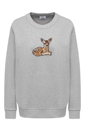 Женская хлопковый свитшот BURBERRY серого цвета по цене 48300 руб., арт. 8032117 | Фото 1 Женская хлопковый свитшот BURBERRY серого цвета, арт. 8032117 | Фото 1