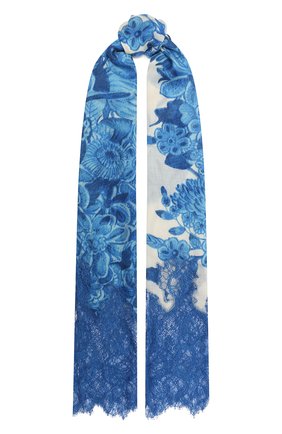 Женская шаль из кашемира и шерсти VALENTINO синего цвета, арт. UW2EEA00/KMH | Фото 1 (Материал: Кашемир, Шерсть, Текстиль)