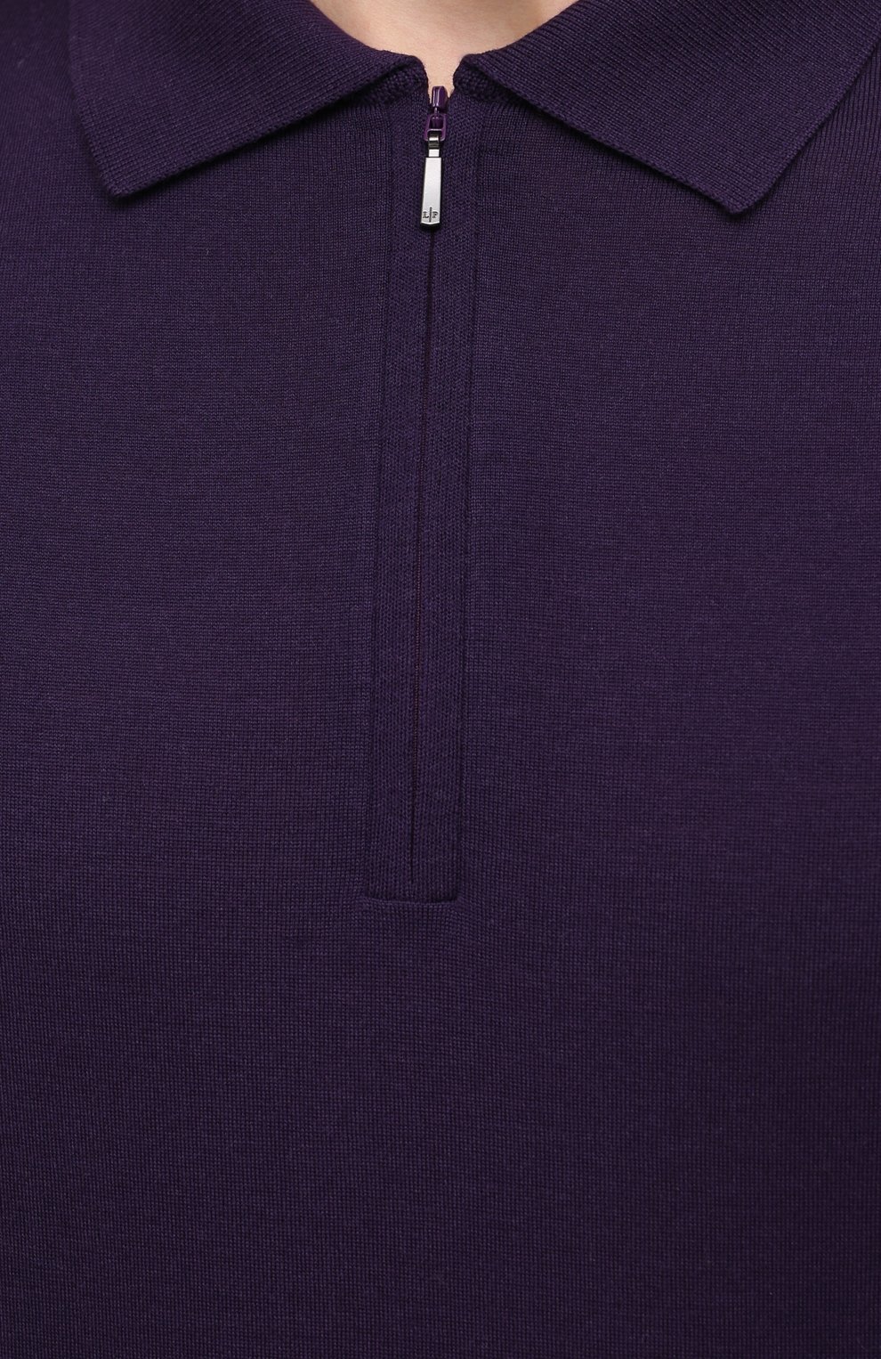 Мужское шерстяное поло LORO PIANA фиолетового цвета, арт. FAI8083 | Фото 6 (Материал внешний: Шерсть; Застежка: Молния; Рукава: Длинные; Длина (для топов): Удлиненные; Региональные ограничения белый список (Axapta Mercury): RU; Кросс-КТ: Трикотаж; Стили: Кэжуэл)