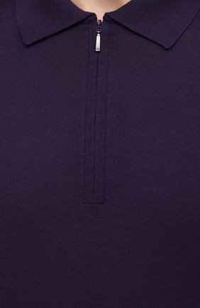 Мужское шерстяное поло LORO PIANA фиолетового цвета, арт. FAI8083 | Фото 6 (Материал внешний: Шерсть; Застежка: Молния; Рукава: Длинные; Длина (для топов): Удлиненные; Региональные ограничения белый список (Axapta Mercury): RU; Кросс-КТ: Трикотаж; Стили: Кэжуэл)