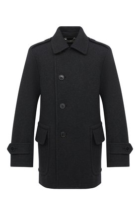 Мужской пальто DRIES VAN NOTEN серого цвета, арт. 202-20515-1197 | Фото 1 (Материал внешний: Шерсть, Синтетический материал; Рукава: Длинные; Мужское Кросс-КТ: Верхняя одежда, пальто-верхняя одежда; Стили: Кэжуэл; Длина (верхняя одежда): До середины бедра)