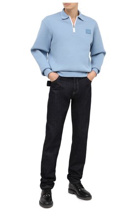 Мужское хлопковое поло ACNE STUDIOS голубого цвета по цене 28100 руб., арт. CI0041/M | Фото 2 Мужское хлопковое поло ACNE STUDIOS голубого цвета, арт. CI0041/M | Фото 2