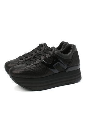Женские кожаные кроссовки maxi platform HOGAN черного цвета по цене 35850 руб., арт. HXW2830T5480UG | Фото 1 Женские кожаные кроссовки maxi platform HOGAN черного цвета, арт. HXW2830T5480UG | Фото 1