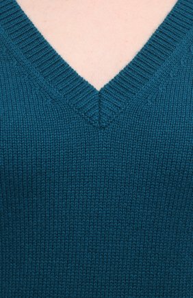 Женский кашемировый пуловер JOSEPH бирюзового цвета, арт. JF004776 | Фото 5 (Материал внешний: Шерсть, Кашемир; Рукава: Длинные; Длина (для топов): Стандартные; Женское Кросс-КТ: Пуловер-одежда)