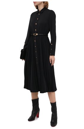 Женское платье с поясом VERSACE черного цвета по цене 219500 руб., арт. A87067/A235188 | Фото 2 Женское платье с поясом VERSACE черного цвета, арт. A87067/A235188 | Фото 2