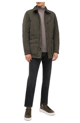 Мужская утепленная куртка TOM FORD хаки цвета, арт. BV040/TF0567 | Фото 2 (Материал внешний: Синтетический материал; Рукава: Длинные; Материал подклада: Синтетический материал; Стили: Кэжуэл, Милитари; Кросс-КТ: Куртка; Мужское Кросс-КТ: утепленные куртки; Длина (верхняя одежда): До середины бедра; Региональные ограничения белый список (Axapta Mercury): RU)