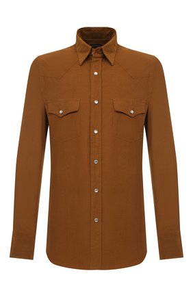 Мужская хлопковая рубашка TOM FORD коричневого цвета по цене 57250 руб., арт. 8FT876/94MEKI | Фото 1 Мужская хлопковая рубашка TOM FORD коричневого цвета, арт. 8FT876/94MEKI | Фото 1 (Рукава: Длинные; Материал внешний: Хлопок; Длина (для топов): Стандартные; Мужское Кросс-КТ: Рубашка-одежда; Принт: Однотонные; Случай: Повседневный; Стили: Кэжуэл; Манжеты: На кнопках; Воротник: Кент; Региональные ограничения белый список (Axapta Mercury): RU)