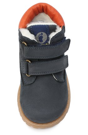 Детские кожаные ботинки WALKEY темно-синего цвета, арт. Y1B4-40015-0415/19-24 | Фото 4 (Материал утеплителя: Натуральный мех; Региональные ограничения белый список (Axapta Mercury): RU; Длина стельки: 12,5)