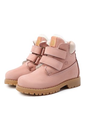 Детские кожаные ботинки WALKEY розового цвета, арт. Y1B4-40015-0415/25-29 | Фото 1 (Материал утеплителя: Натуральный мех; Материал внешний: Кожа; Региональные ограничения белый список (Axapta Mercury): RU)