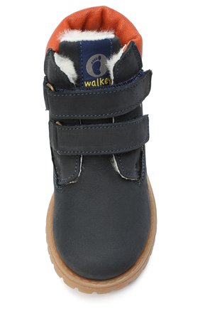 Детские кожаные ботинки WALKEY темно-синего цвета, арт. Y1B4-40015-0415/25-29 | Фото 4 (Длина стельки: 16,6; Материал утеплителя: Натуральный мех; Региональные ограничения белый список (Axapta Mercury): RU)