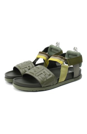 Детские кожаные сандалии FENDI хаки цвета по цене 34850 руб., арт. JMR340/AD71/32-39 | Фото 1 Детские кожаные сандалии FENDI хаки цвета, арт. JMR340/AD71/32-39 | Фото 1