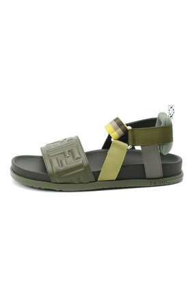 Детские кожаные сандалии FENDI хаки цвета по цене 34850 руб., арт. JMR340/AD71/32-39 | Фото 2 Детские кожаные сандалии FENDI хаки цвета, арт. JMR340/AD71/32-39 | Фото 2