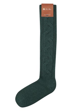 Женские кашемировые носки LORO PIANA зеленого цвета, арт. FAI3620 | Фото 1 (Материал внешний: Шерсть, Кашемир; Региональные ограничения белый список (Axapta Mercury): RU)