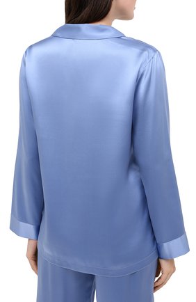 Женская шелковая пижама LUNA DI SETA голубого цвета, арт. VLST08007 | Фото 3 (Материал внешний: Шелк; Рукава: Длинные; Длина Ж (юбки, платья, шорты): Мини; Длина (брюки, джинсы): Стандартные; Длина (для топов): Стандартные)