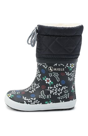 Детские резиновые сапоги AIGLE черно-белого цвета по цене 4490 руб., арт. 250872/GIB0ULEE PRINT | Фото 2 Детские резиновые сапоги AIGLE черно-белого цвета, арт. 250872/GIB0ULEE PRINT | Фото 2