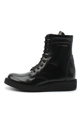 Детские кожаные ботинки EMPORIO ARMANI черного цвета по цене 28550 руб., арт. XYN005/X0I40/35-40 | Фото 2 Детские кожаные ботинки EMPORIO ARMANI черного цвета, арт. XYN005/X0I40/35-40 | Фото 2