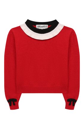 Детский пуловер SIMONETTA красного цвета, арт. 1N9510/NF190/1-4 | Фото 1 (Рукава: Длинные; Материал внешний: Шерсть; Девочки Кросс-КТ: Пуловер-одежда; Ростовка одежда: 4 года | 104 см)