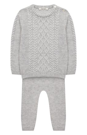 Детский комплект из пуловера и брюк BABY T серого цвета по цене 9950 руб., арт. 20AI160C/18M-3A | Фото 1 Детский комплект из пуловера и брюк BABY T серого цвета, арт. 20AI160C/18M-3A | Фото 1