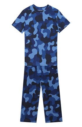 Женская пижама DEREK ROSE синего цвета, арт. 7251-L0ND002/3-12 | Фото 1 (Рукава: Короткие; Материал внешний: Синтетический материал; Ростовка одежда: 4 года | 104 см)