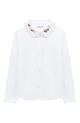 Детское хлопковая блузка DOLCE & GABBANA белого цвета по цене 19200 руб., арт. L54S95/G7WXS/2-6 | Фото 1 Детское хлопковая блузка DOLCE & GABBANA белого цвета, арт. L54S95/G7WXS/2-6 | Фото 1