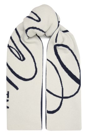 Женский шерстяной шарф OFF-WHITE синего цвета по цене 37050 руб., арт. 0WMA017F20KNI0036110 | Фото 1 Женский шерстяной шарф OFF-WHITE синего цвета, арт. 0WMA017F20KNI0036110 | Фото 1