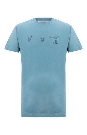 Мужская хлопковая футболка OFF-WHITE бирюзового цвета по цене 42500 руб., арт. 0MAA027F20FAB0014310 | Фото 1 Мужская хлопковая футболка OFF-WHITE бирюзового цвета, арт. 0MAA027F20FAB0014310 | Фото 1