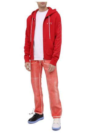 Мужская хлопковая толстовка OFF-WHITE красного цвета по цене 45600 руб., арт. 0MBE001F20FLE0012501 | Фото 2 Мужская хлопковая толстовка OFF-WHITE красного цвета, арт. 0MBE001F20FLE0012501 | Фото 2