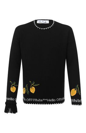 Мужской шерстяной свитер OFF-WHITE черного цвета по цене 118000 руб., арт. 0MHE052F20KNI0011018 | Фото 1 Мужской шерстяной свитер OFF-WHITE черного цвета, арт. 0MHE052F20KNI0011018 | Фото 1